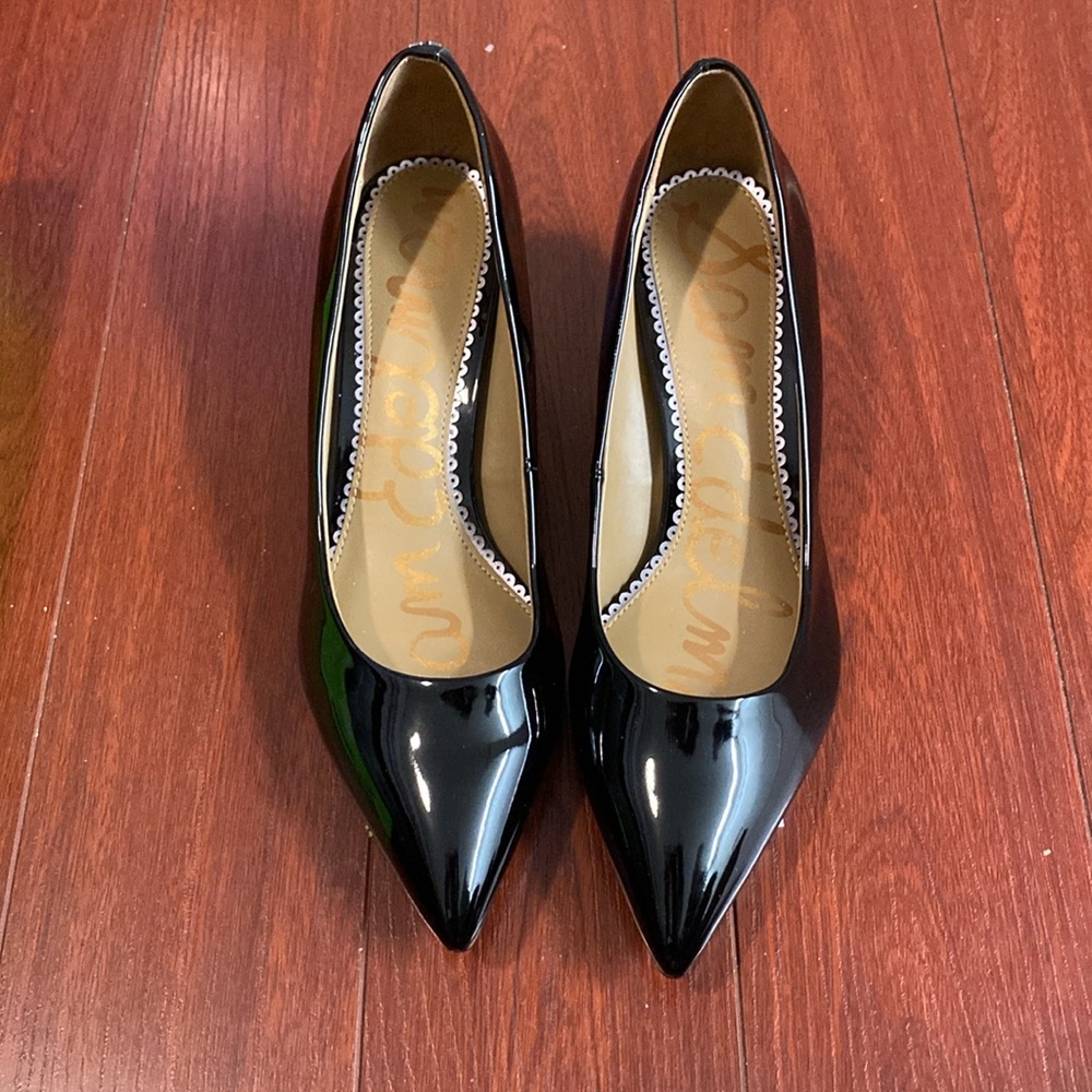 Sal Edelman Black Glossy Kitten Heels
